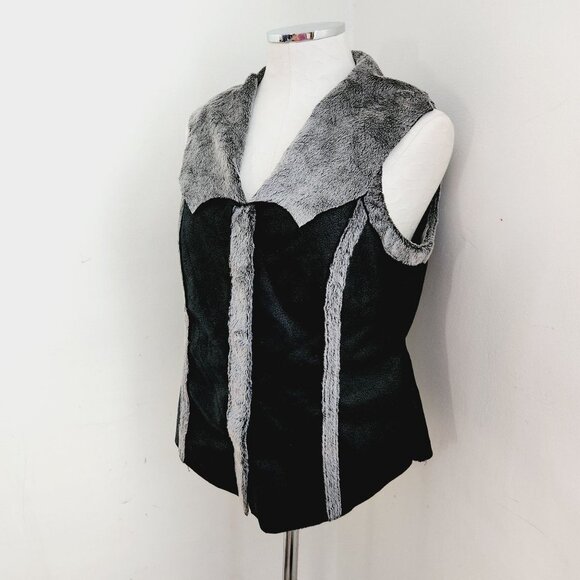 Flair Faux Suede Faux Fur Trim Vest Women's Size Medium - Picture 2 of 5